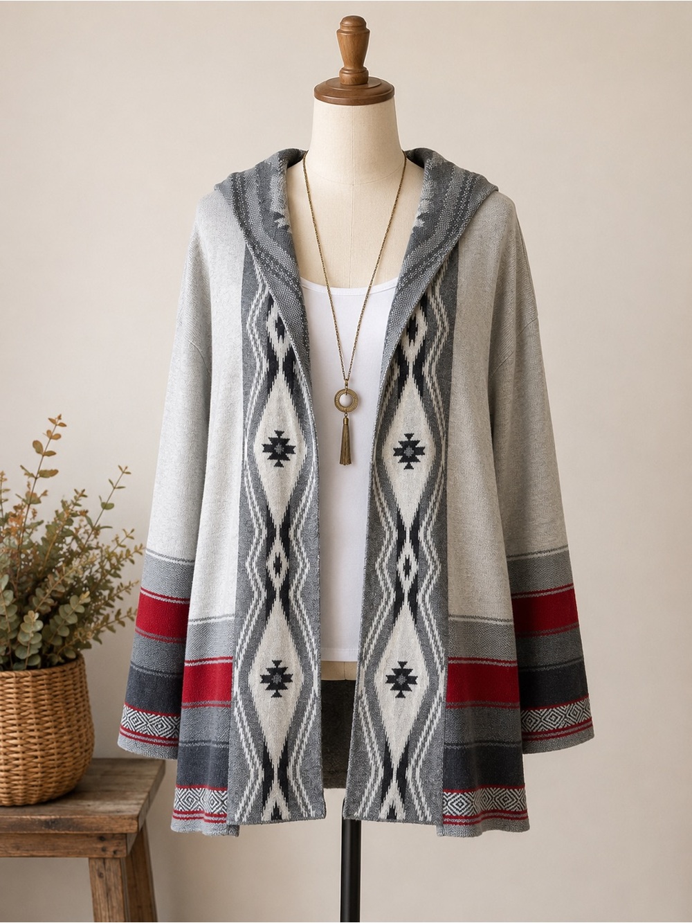 Pendleton Salt Spring Hooded Cardigan Merino Wool L/XL Petite Aztec Cabin Lodge